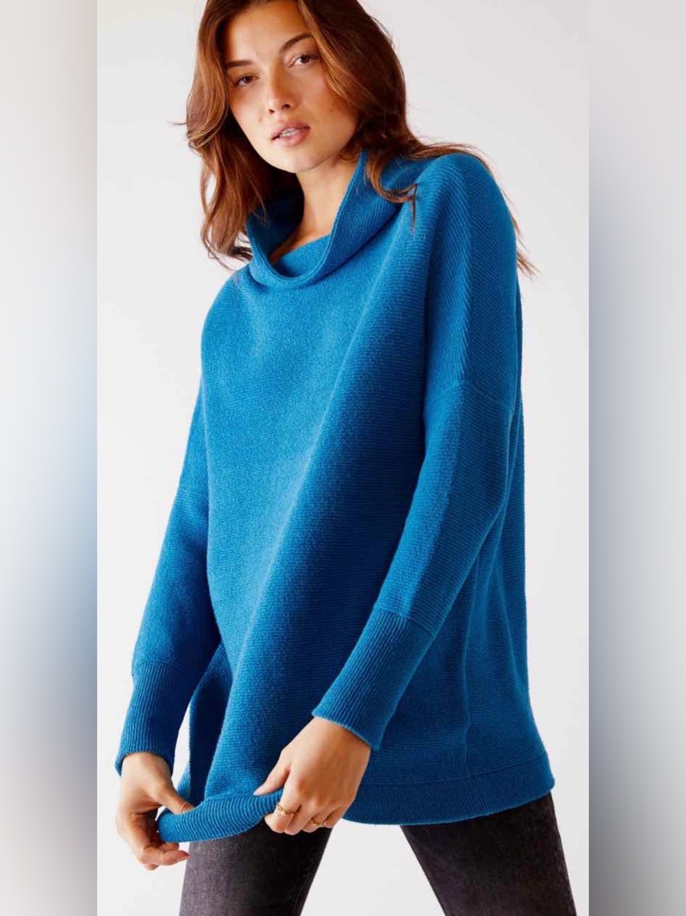 Free People Ottoman Slouchy Tunic in Colour Tropical Bay Blue Size Small